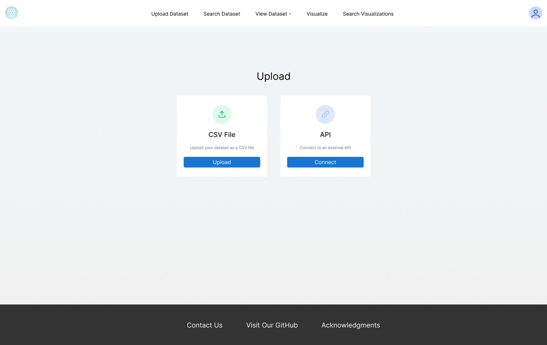 Upload Dataset Page